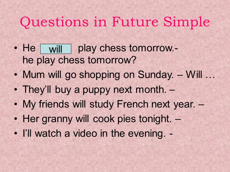 Questions in Future Simple He         